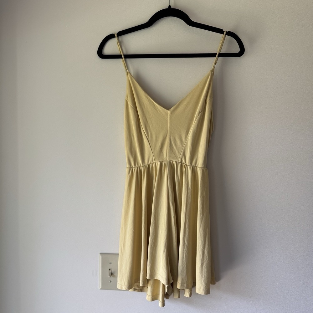 Love Tree Pale Yellow Romper with Spaghetti Straps